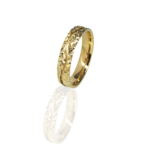 טבעת נישואין מעוצבת חריטת יהלום וגל