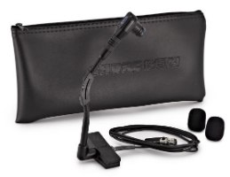 מיקרופון קונדנסר אלחוטי מקצועי לכלי נגינה Shure WB98H/C – מיקרופון שחור נרתיק וכבל עם שני ספוגי מגן
