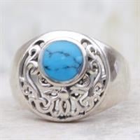 טבעת כסף משובצת טורקיז כחול RG6830