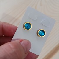 עגילי זהב וכחול רויאל צמודים