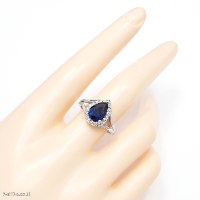 טבעת מכסף משובצת אבן זרקון צבע כחול RG6404 | תכשיטי כסף 925 | טבעות כסף
