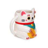 ספל חתול מזל Maneki Neko - לבן - מארז לא מושלם