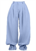 ‏Soft Blue Plaid Balloon Pants