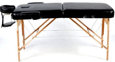 שולחן עיסוי מקצועי 2 חלקים אלומיניום 185×70 ס”מ Medics Care MC-195 Top – ריפודו שחור ומסגרתו מעץ בהיר עם ראש ומשענות ידיים