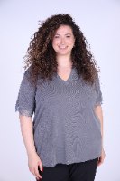 חולצת שימי פס תחרה אפורה