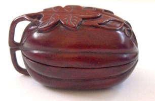 קופסת עץ סינית עתיקה מגולפת בעבודת יד, בצורת דלעת, קופסה מעץ אדום