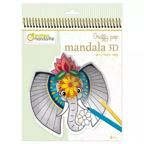 חוברת צביעה ספירלה 36 דפים גראפי - חיות סוואנה 3D | מנדרין