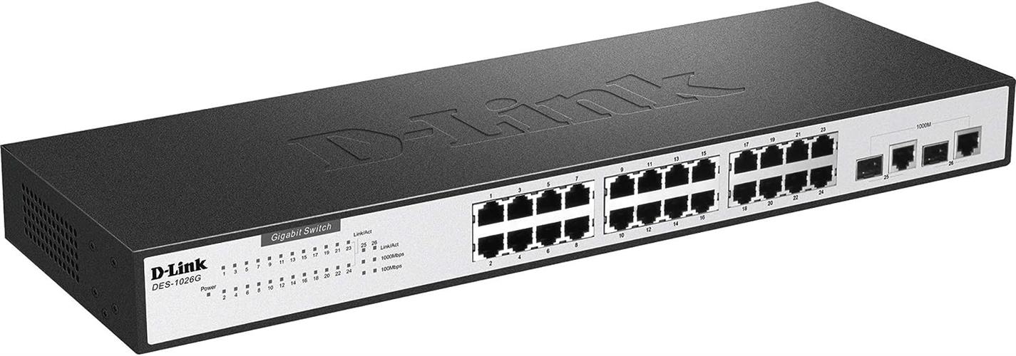 Switch 24 Port 10/100, 2 Gigabit uplink ports, unmanaged, Metal