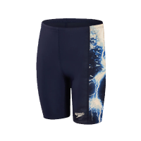 ספידו - מכנסי שחיה בנים. כחול דוגמת ברקים גאומטרית