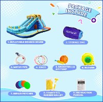 מתנפח מים עם מגלשה דו מסלולית נחש W83050 מבית Doctor Dolphin