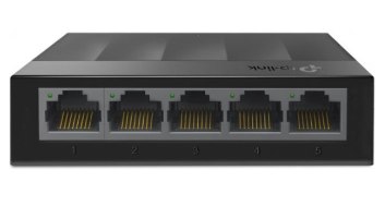 מתג שולחני TP-Link 5 Port 10/100/1000Mbps LS1005G – חזית המכשיר עם חמש יציאות רשת ממוספרות