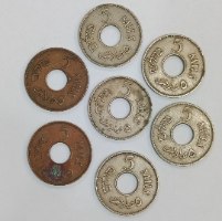 אוסף 7 מטבעות 5 מילים, פלשתינה (א"י)- שנים שונות , המנדט הבריטי
