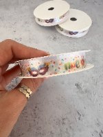 סרט סאטן עובי 1.5 ס"מ - פורים שמח מסיכה