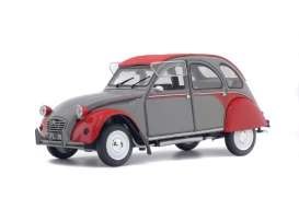דגם מכונית סיטרואן דשבו אפור אדום 1:18 Citroen 2 Cv Dolly 1985 Grise & Rouge מבית Solido