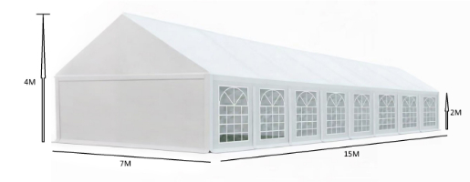 אוהל לאירועים 7X15 פרמיום PVC חזק במיוחד TENT-PRO