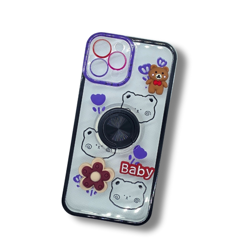כיסוי BABY TPU עם צורות תלת מימדיים לאייפון IPHONE 12 PRO  מסגרת שחורה