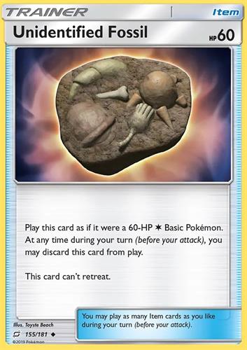 קלף בודד single פוקימון - unidentified fossil - Team Up - 155/181