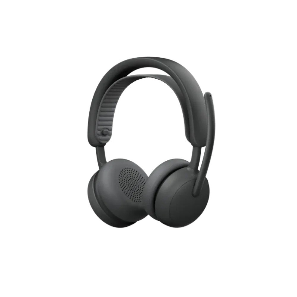 אוזניות Logitech Zone Wireless 2 Es Teams Version with Receiver – סינון רעשים פריט בודד בצבע אפור כהה עם מיקרופון בום