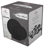 סט כלי אוכל 18 חלקים Berlinger Haus Stoneware BH10009A – קופסת אריזה כהה עם איורים של צלחות וקערה שחורות