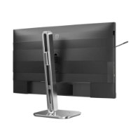 מסך מחשב עסקי 27 אינץ' Philips 27B2N4500 – גב המסך השחור מוצג עם מעמד כסוף ומיקרופון נשלף בצד ימין 120Hz