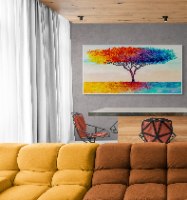 "עץ הקשת" תמונת קנבס גדולה בצבעי הקשת לסלון, למטבח או למשרד | הדפס ציור של עץ צבעוני