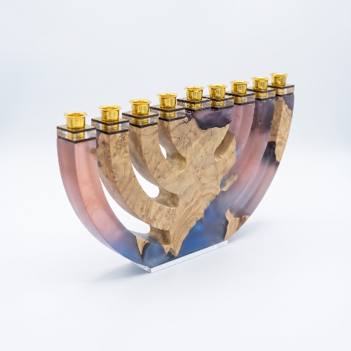 Stunning transparent Hanukkah menorah