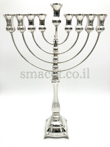 חנוכייה מכסף טהור ליסבון חלק 50 ס"מ