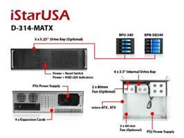 מארז תעשייתי 3U קומפקטי Rackmount ללוחות iStarUSA MicroATX תומך ספק כוח PS2