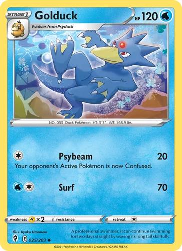 קלף בודד single פוקימון - golduck - Evolving Skies - 025/203