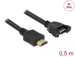 כבל מאריך לפאנל Delock Extension Cable HDMI Panel-Mount 4K 30 Hz 0.5 m