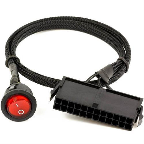 כפתור הדלקה ל-24 פין Jump Start ATX 24 Pin On/Off Switch Sleeved Cable