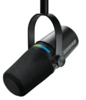 מיקרופון דינמי מקצועי Shure MV7i – פריט בודד שחור עם תאורת לד כחולה USB-C