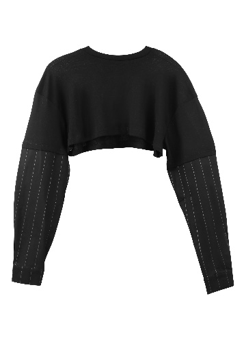 Black Combo Popline Crop Top