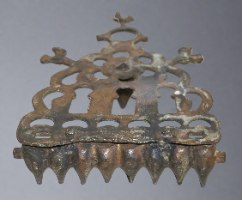 חנוכייה לשמן ברונזה וינטאג' צפון אפריקה עם עיטורי ציפורים