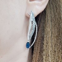 עגילים ותליון מכסף מעוצבים משובצים אבני זרקון צבע כחול S1855 | תכשיטי כסף 925 | עגילי כסף