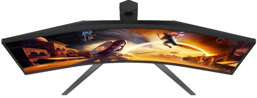 מבט עליון על AOC CU34G4Z שמדגיש את קימור הצג ‎1500R‎ לחוויית צפייה סוחפת
