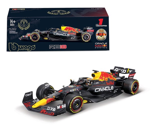 RB18 1 Max Verstapen שחור 1:24 דגם מכונית בוראגו רד בול פורמולה