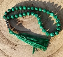 מסבחת אבן חן אילת / מלאכית (Malachite) ירוקה – 33 חרוזים