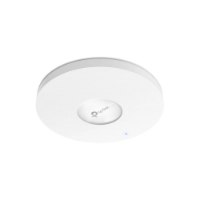 נקודת גישה Omada EAP670 AX5400 – פריט בודד לבן עגול עם לוגו tp-link ונורית כחולה עם 5G
