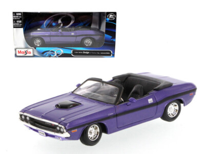 מאיסטו - דגם מכונית דודג' צלנג'ר  צבע סגול  1:24 - Maisto  Dodge Challenger R/T Convertible 1970