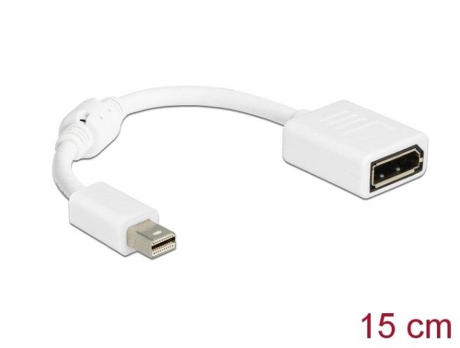כבל מתאם לבן Delock Mini DisplayPort 1.2 male To DisplayPort 1.2 female