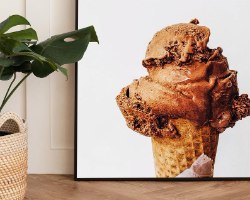 תמונת קנבס לאורך של גלידה | תמונת קנבס בודדת או לשילוב בקיר גלריה | תמונה לבית ֻֻ|