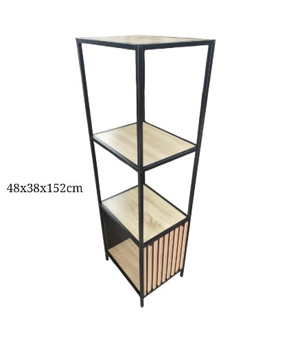 כוננית מעוצבת שחור ועץ מידה 48X38X152 ס"מ