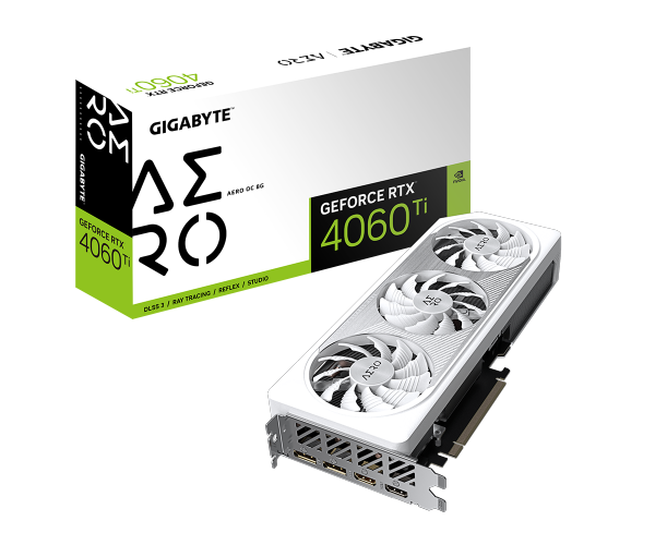 כרטיס מסך Gigabyte RTX 4060 Ti AERO OC 16GB White