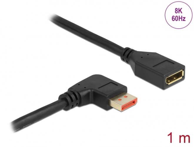 כבל מאריך Delock DisplayPort 1.4 HDR Cable 90° Right angled 8K 60 Hz 1 m