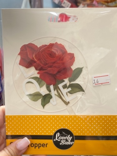 טופר עגול שקוף love ורד אדום