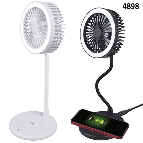 מטען אלחוטי מהיר 10W משולב עם מאוורר שולחני (3 עוצמות) ומנורת לד דגם 4898