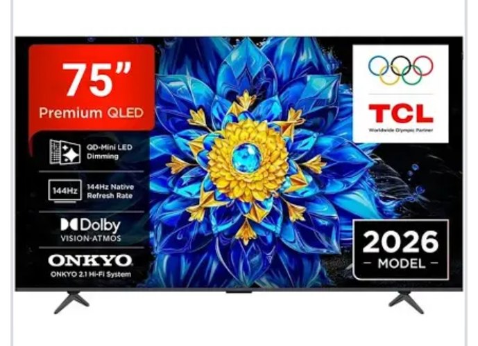 טלוויזיה חכמה 75 אינץ' TCL Premium 4K QD-MiniLED Google TV 75P8L