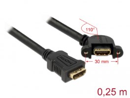 כבל מאריך זווית לפאנל Delock Extension Cable HDMI 110° Angled Panel-Mount 4K 30 Hz 0.25 m