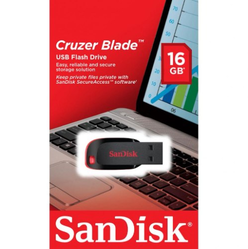 זיכרון נייד SanDisk - נפח 16GB - צבע שחור